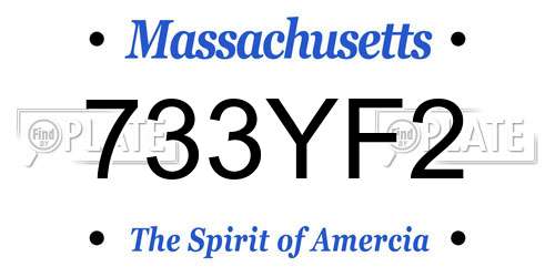 733YF2 Massachusetts License Plate