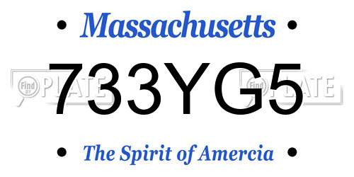 733YG5 Massachusetts License Plate