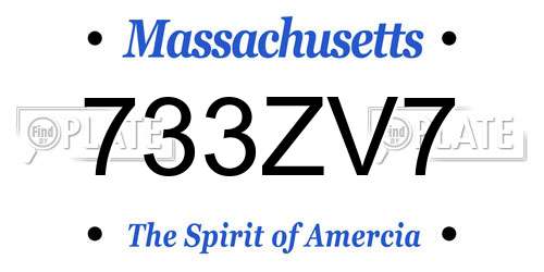 733ZV7 Massachusetts License Plate