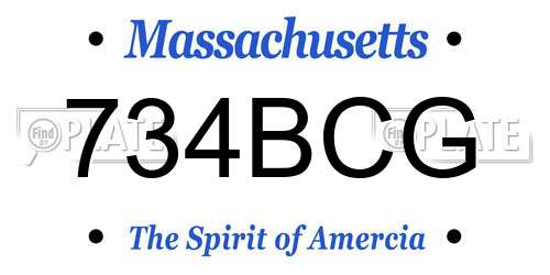 734BCG Massachusetts License Plate