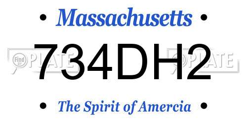 734DH2 Massachusetts License Plate