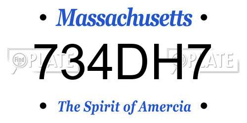 734DH7 Massachusetts License Plate