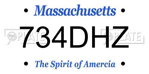 734DHZ Massachusetts License Plate