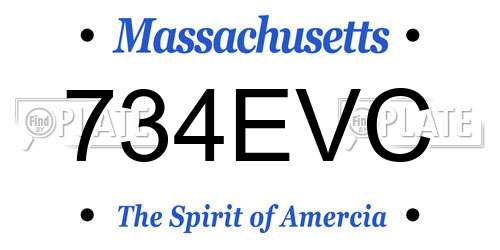 734EVC Massachusetts License Plate