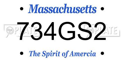 734GS2 Massachusetts License Plate