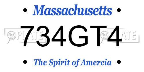 734GT4 Massachusetts License Plate
