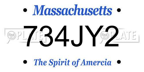 734JY2 Massachusetts License Plate
