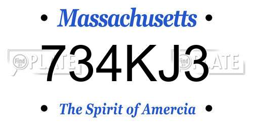 734KJ3 Massachusetts License Plate