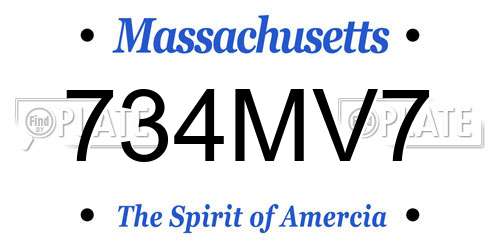 734MV7 Massachusetts License Plate