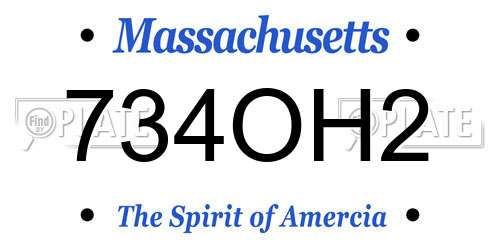 734OH2 Massachusetts License Plate