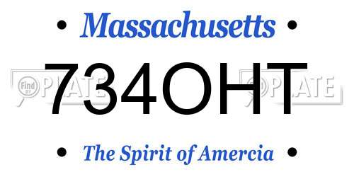 734OHT Massachusetts License Plate