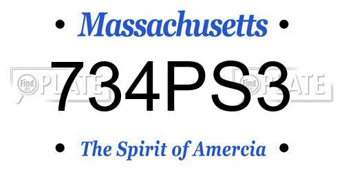 734PS3 Massachusetts License Plate