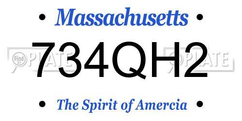 734QH2 Massachusetts License Plate