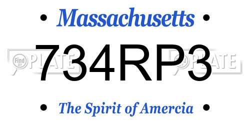734RP3 Massachusetts License Plate