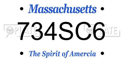 734SC6 Massachusetts License Plate