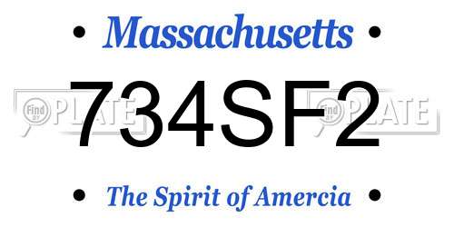 734SF2 Massachusetts License Plate