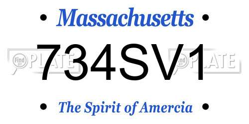 734SV1 Massachusetts License Plate