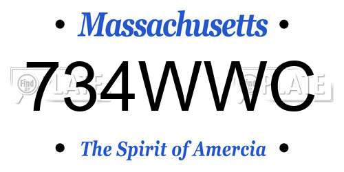 734WWC Massachusetts License Plate