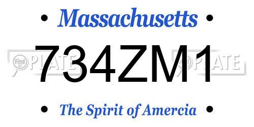 734ZM1 Massachusetts License Plate