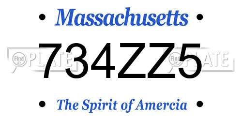 734ZZ5 Massachusetts License Plate