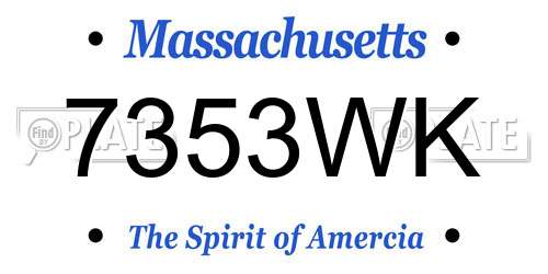 7353WK Massachusetts License Plate