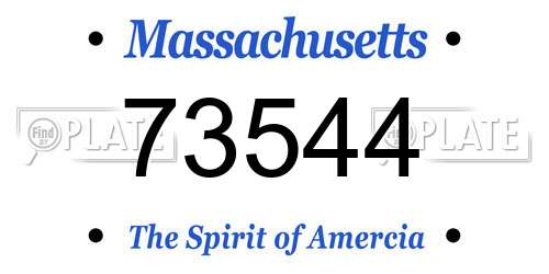 73544 Massachusetts License Plate
