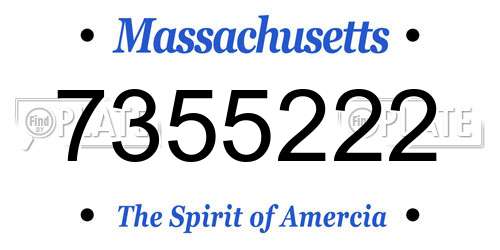 7355222 Massachusetts License Plate