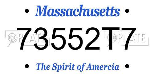 73552T7 Massachusetts License Plate