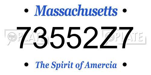 73552Z7 Massachusetts License Plate