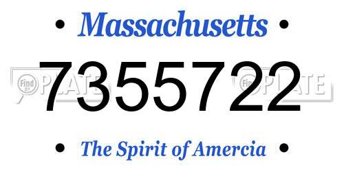 7355722 Massachusetts License Plate