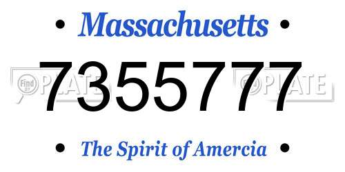 7355777 Massachusetts License Plate