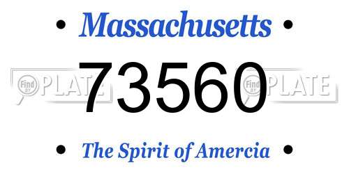 73560 Massachusetts License Plate