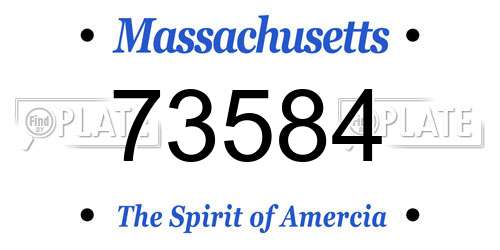73584 Massachusetts License Plate