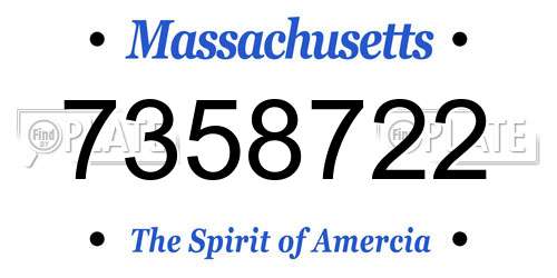 7358722 Massachusetts License Plate