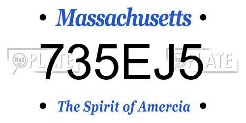 735EJ5 Massachusetts License Plate