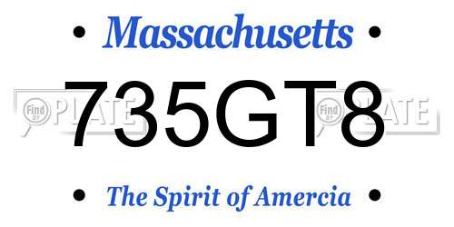 735GT8 Massachusetts License Plate