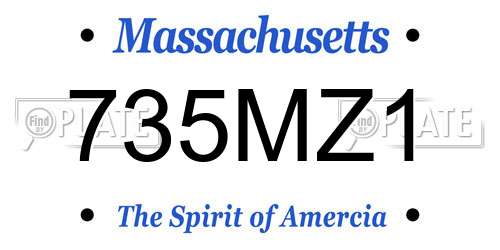 735MZ1 Massachusetts License Plate