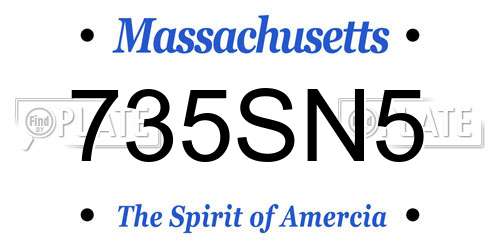 735SN5 Massachusetts License Plate