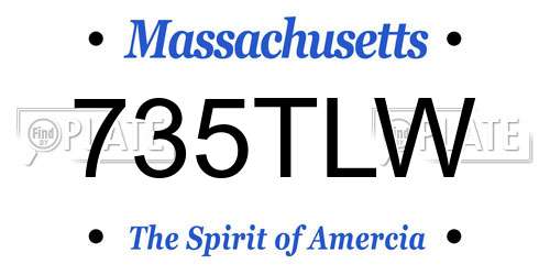 735TLW Massachusetts License Plate