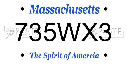 735WX3 Massachusetts License Plate
