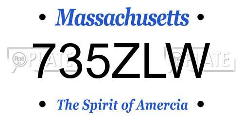 735ZLW Massachusetts License Plate