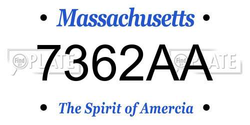 7362AA Massachusetts License Plate