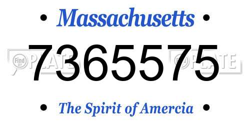 7365575 Massachusetts License Plate