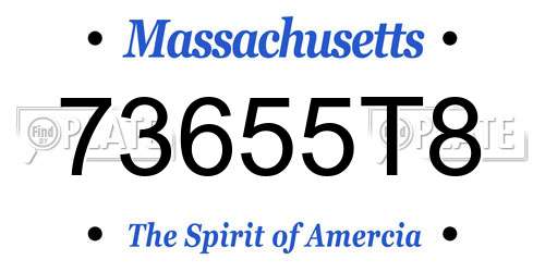 73655T8 Massachusetts License Plate