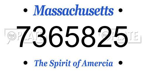 7365825 Massachusetts License Plate