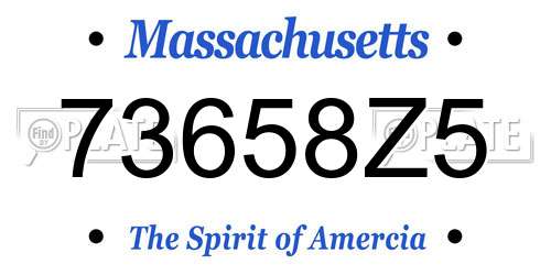 73658Z5 Massachusetts License Plate