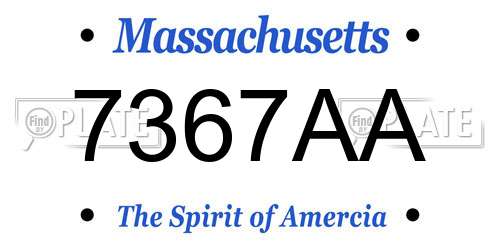 7367AA Massachusetts License Plate