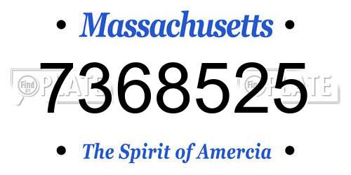7368525 Massachusetts License Plate