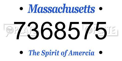 7368575 Massachusetts License Plate