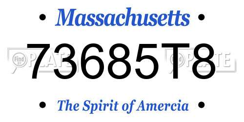 73685T8 Massachusetts License Plate